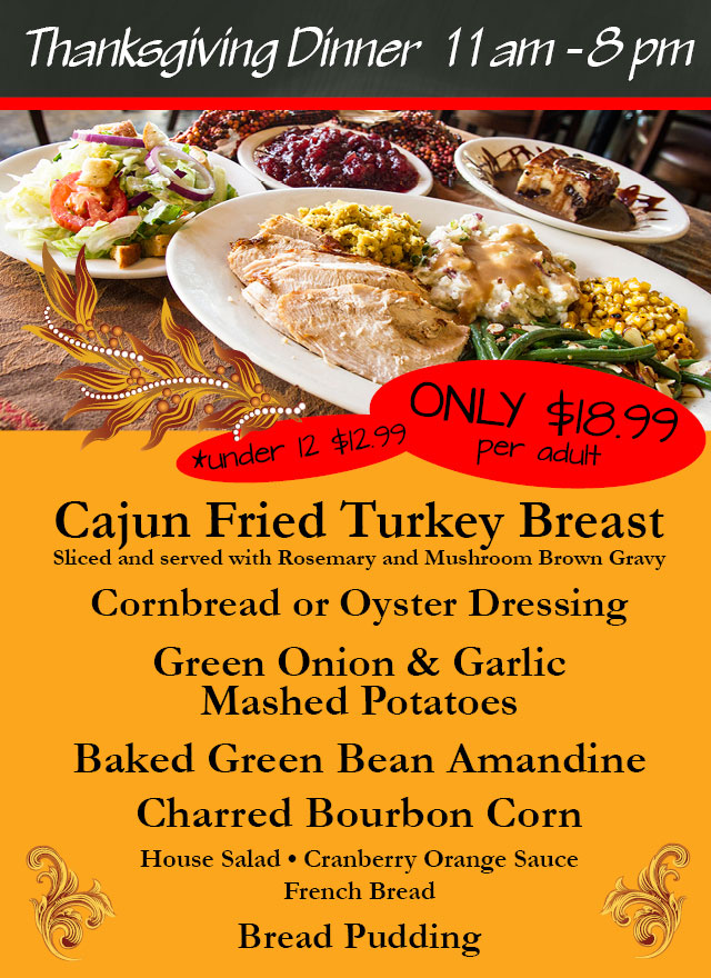 Thanksgiving Dinner 2016 Dodie s Cajun Diner At The Harbor